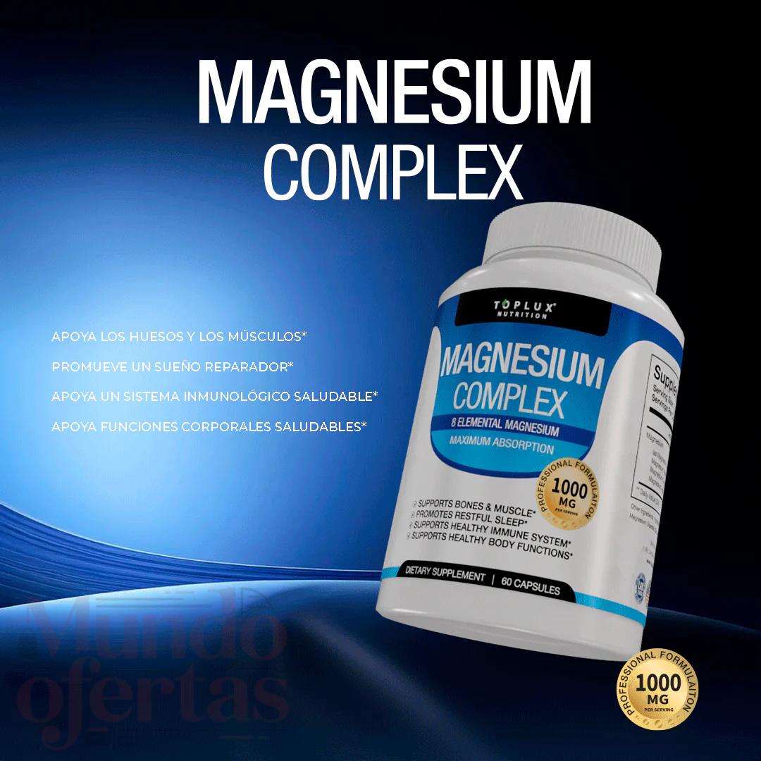 Magnesium Complex 8 formas de Magnesio en 1 Por 60 Capsulas  Máxima Absorción